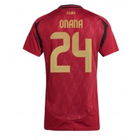 Camiseta Bélgica Amadou Onana #24 Primera Equipación para mujer Eurocopa 2024 manga corta